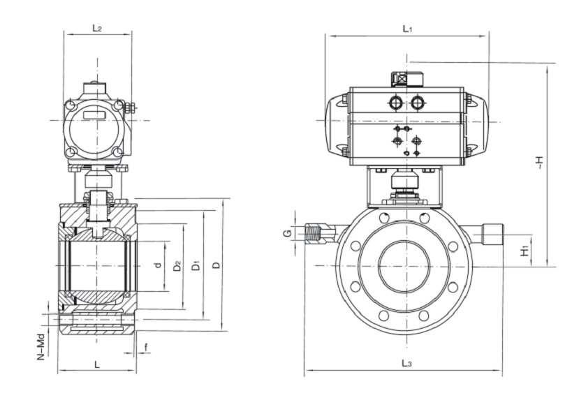 QB641F氣動保溫球閥結構圖