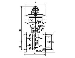 Q6S41F氣動帶手輪球閥結構圖