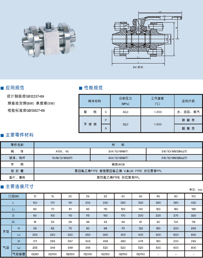 焊接球閥,高壓焊接式球閥結構圖與尺寸表